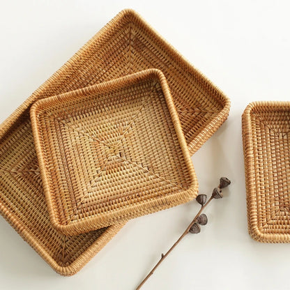 Square Rattan Picnic Storage Basket