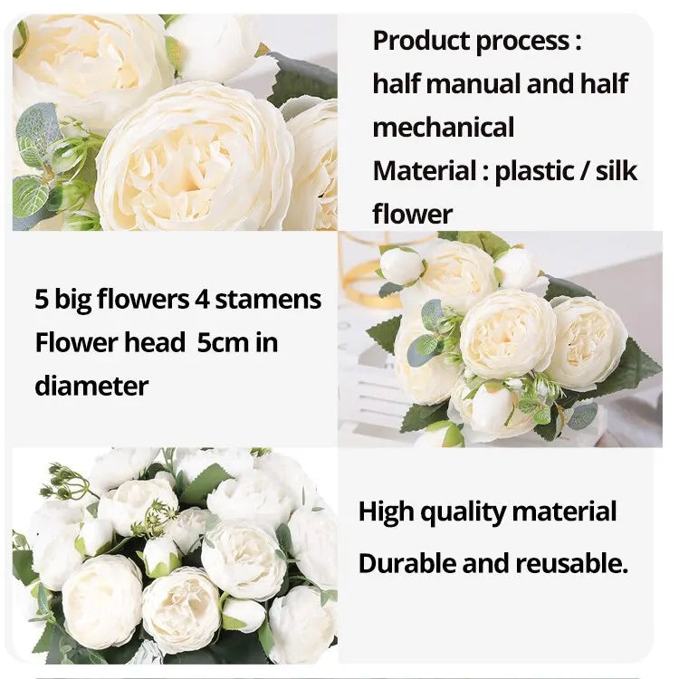 Rose Peony Artificial Flowers Bouquet