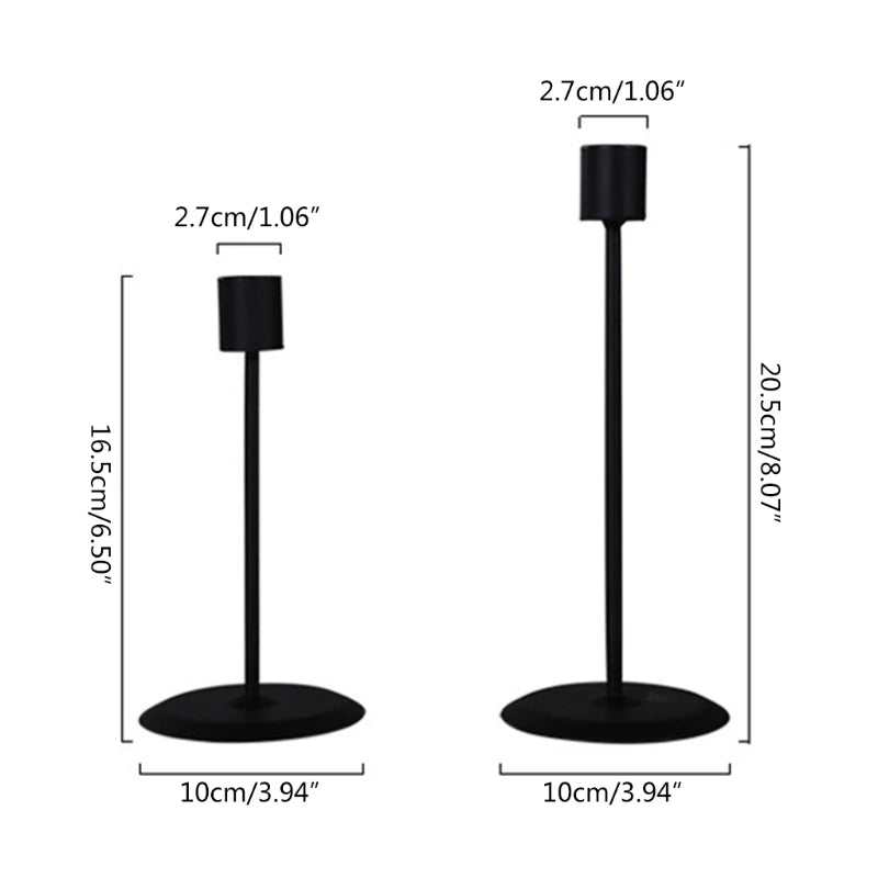 2 Pcs Black Metal Retro Candle Holder